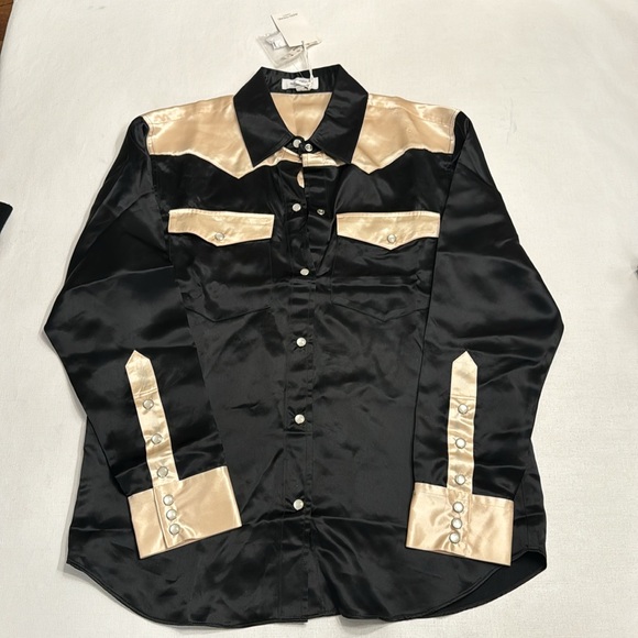 NWT Alexa Chung for Madewell Satin Western Shirt - Picture 2 of 5